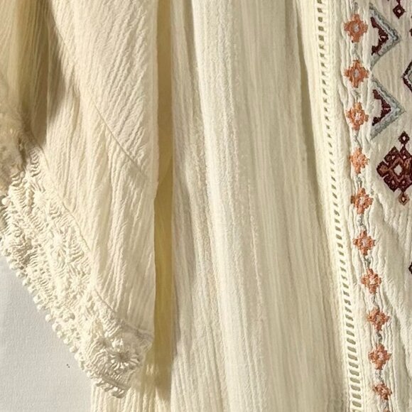 Knox Rose Tan Embroidered Floral Boho Peasant Top Women's Size S - Picture 6 of 6